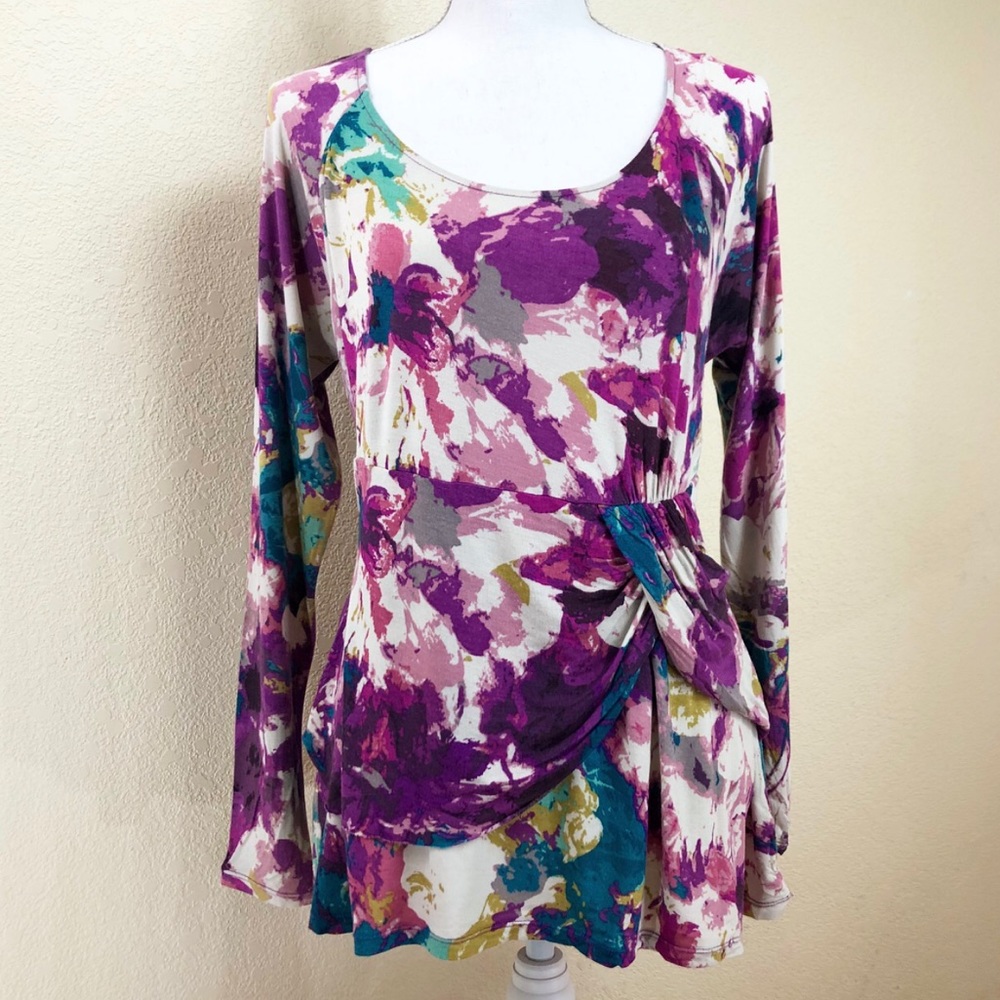 DAISY FUENTES Floral Waterfall Blouse